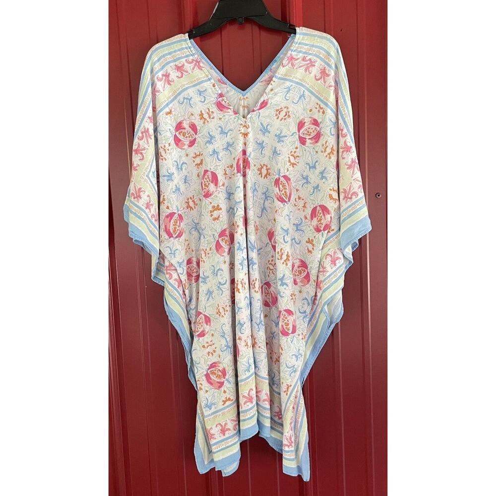 J McLaughlin Dress Poncho Linen Viscose V-Neck Cover Up Womens M/L